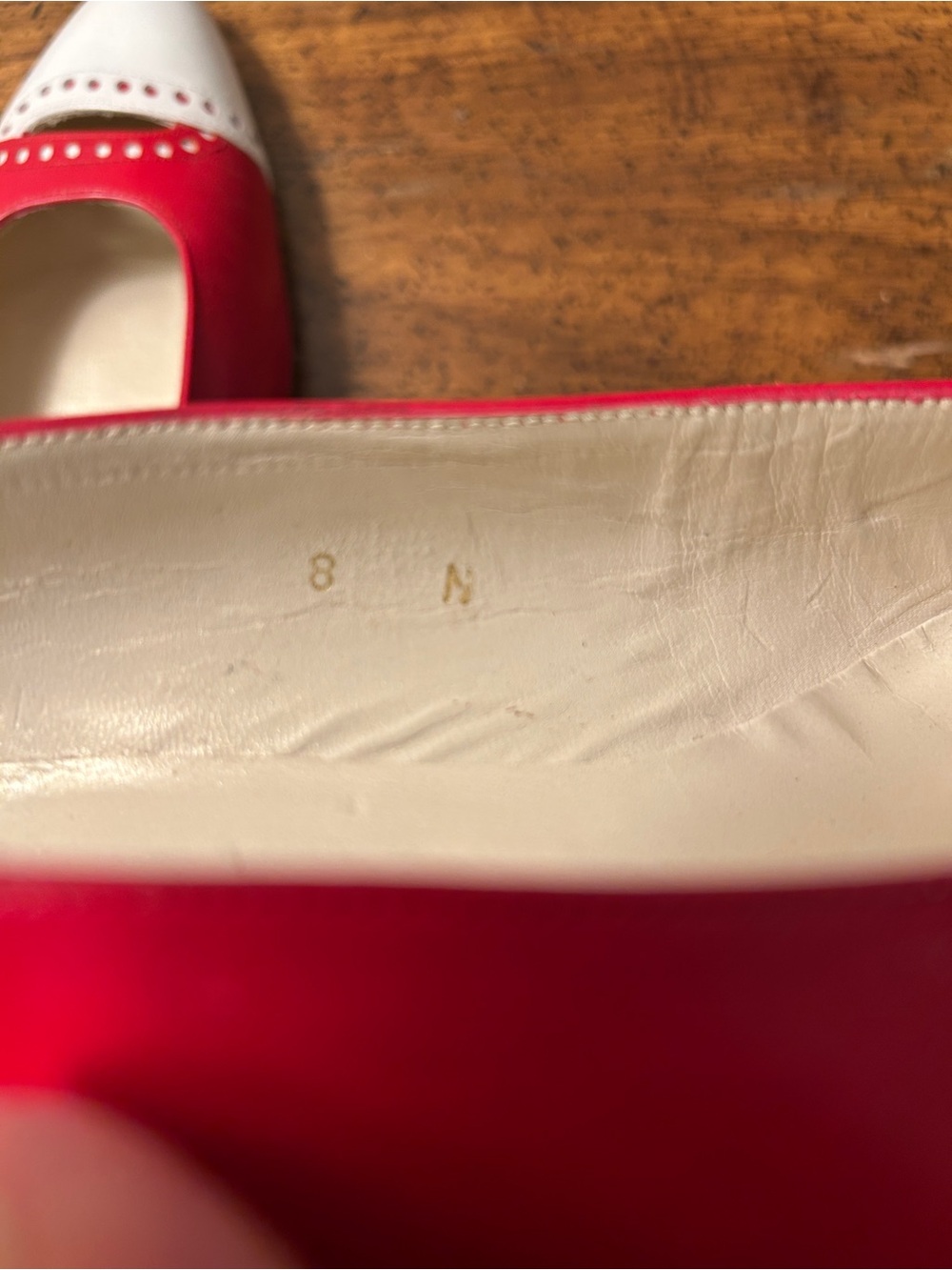 Vintage Evan Picone Red and White Pointed Toe Gladiator Pumps - Picture 6 of 6